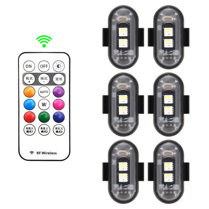 RGB LED Strobe Lights for Car & Motorcycle – 8-Color Wireless Flash Position Warning Lights for Aircraft & Helicopter