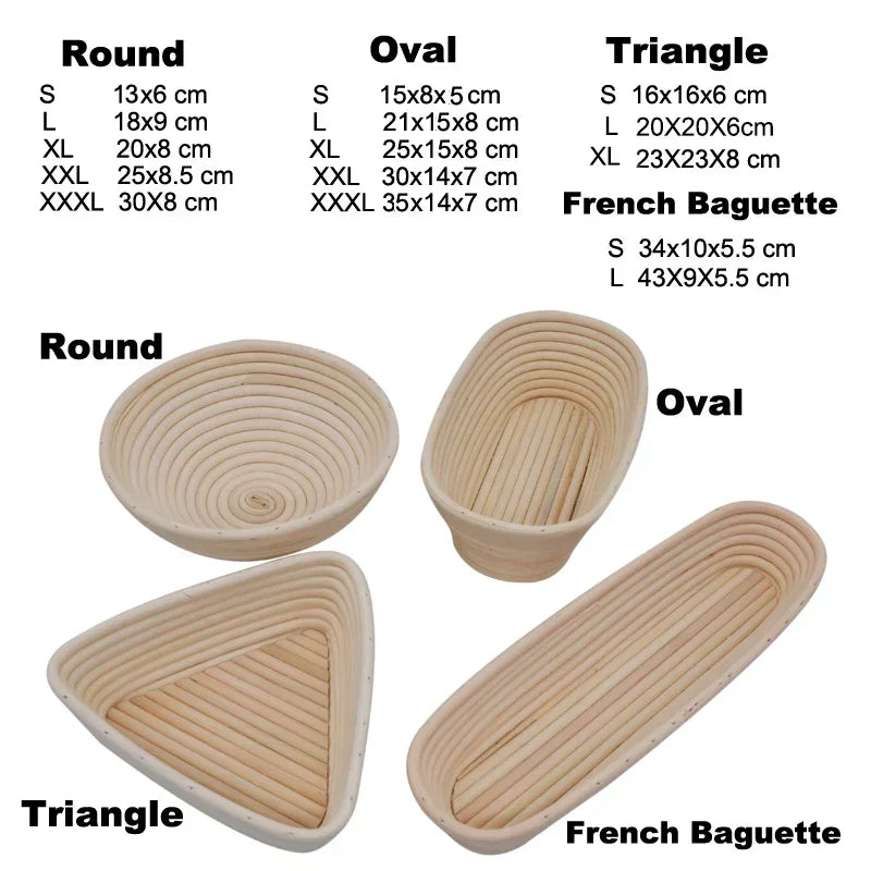 Oval Rattan Bread Proofing Basket — Wicker Dough Fermentation Sourdough Banneton Bread Basket