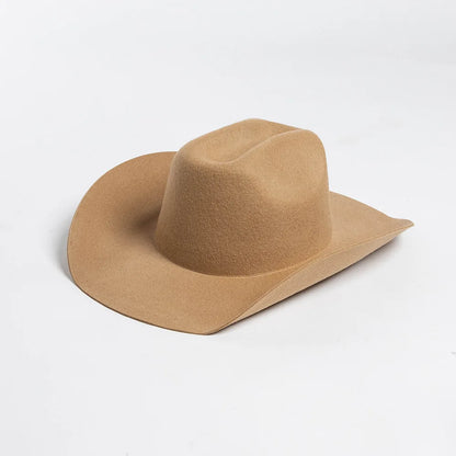 100% Wool Western Cowboy Hat – Casual Felt Cowgirl Hat for Men & Women, Autumn & Winter Outdoor Sunshade Fedoras Top Hat