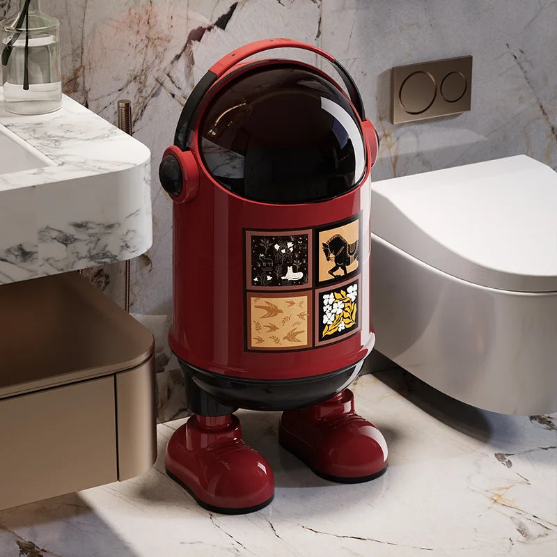Creative Astronaut Trash Bin - Decorative Household Garbage Storage for Bedroom, Bathroom & Living Room
