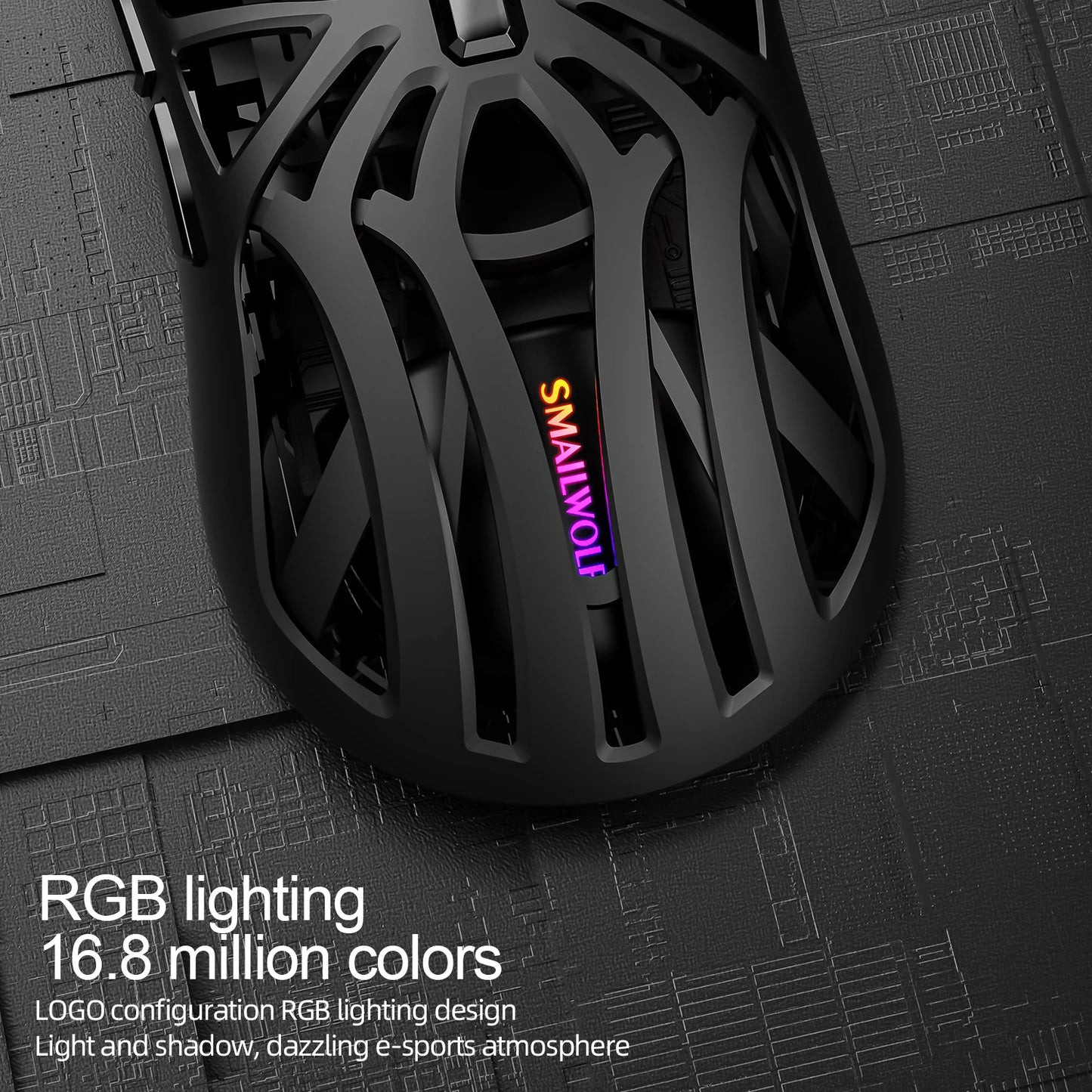 SmailWolf RS8 Wireless Gaming Mouse – Bluetooth & 2.4G, Lightweight E-Sports Mouse, 10,000 DPI, Triple Mode