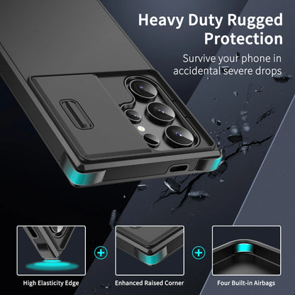 Slide Camera Armor Matte Samsung Case – Shockproof Cover for Galaxy S20–S25 Ultra/Plus/FE & Note 20 Ultra