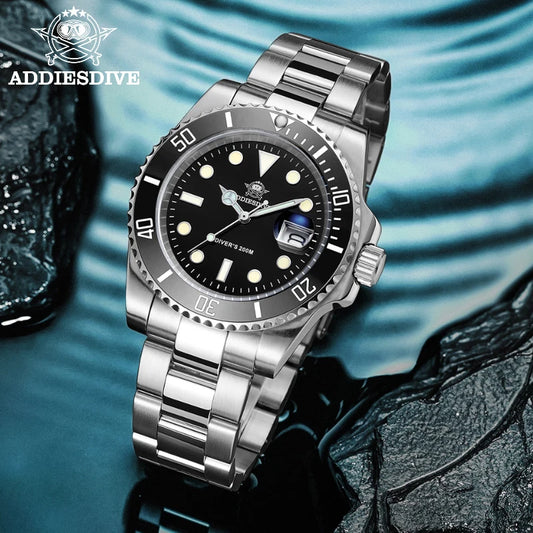 ADDIESDIVE Men's Stainless Steel Quartz Watch — Waterproof Business & Outdoor Sports Timepiece