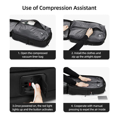 Travel Trolley Vacuum Compression Backpack — Wheeled Rolling Luggage Bag for Men, Boardable Business Travel