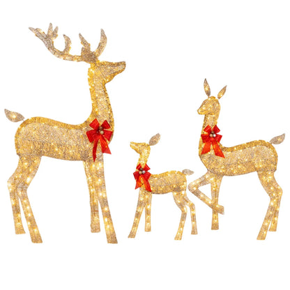 3-Piece Lighted Christmas Deer Family Decor – Cute Reindeer Xmas Decoration for Festive Holidays