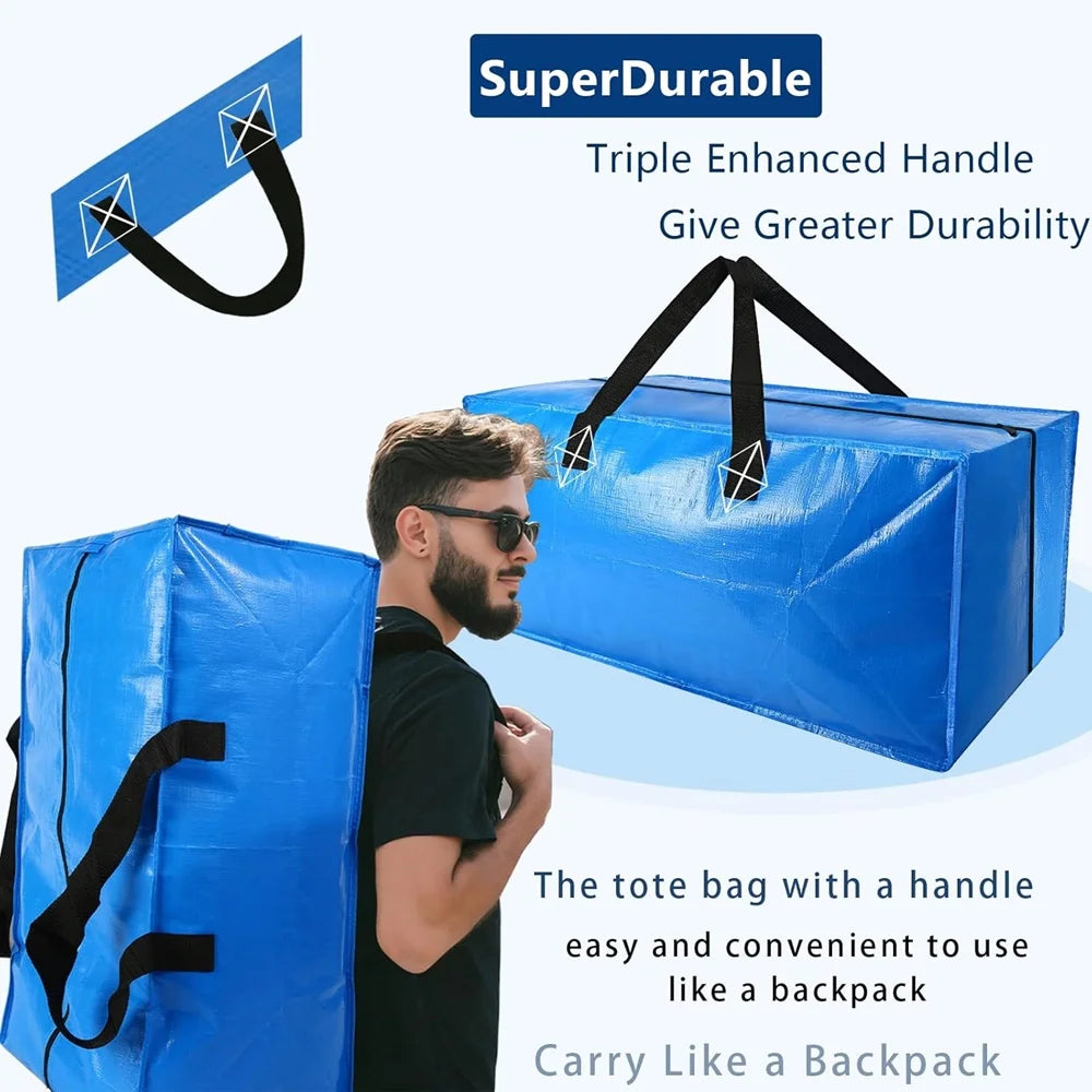 Large Moving Storage Bags - Heavy-Duty Zippered Totes with Carry Handles for Space-Saving Storage
