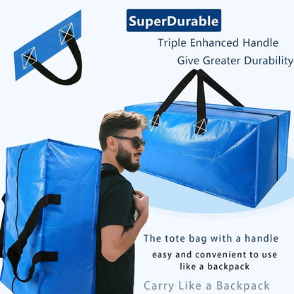 Large Moving Storage Bags - Heavy-Duty Zippered Totes with Carry Handles for Space-Saving Storage