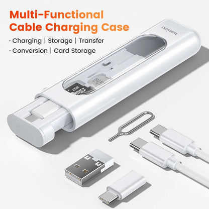 Toocki 5-in-1 OTG Adapter Kit – USB-C/Micro/Lightning Multi Converter with SIM & TF Card Storage Case, Compact Data & Charging Adapter for iPhone & Samsung Devices