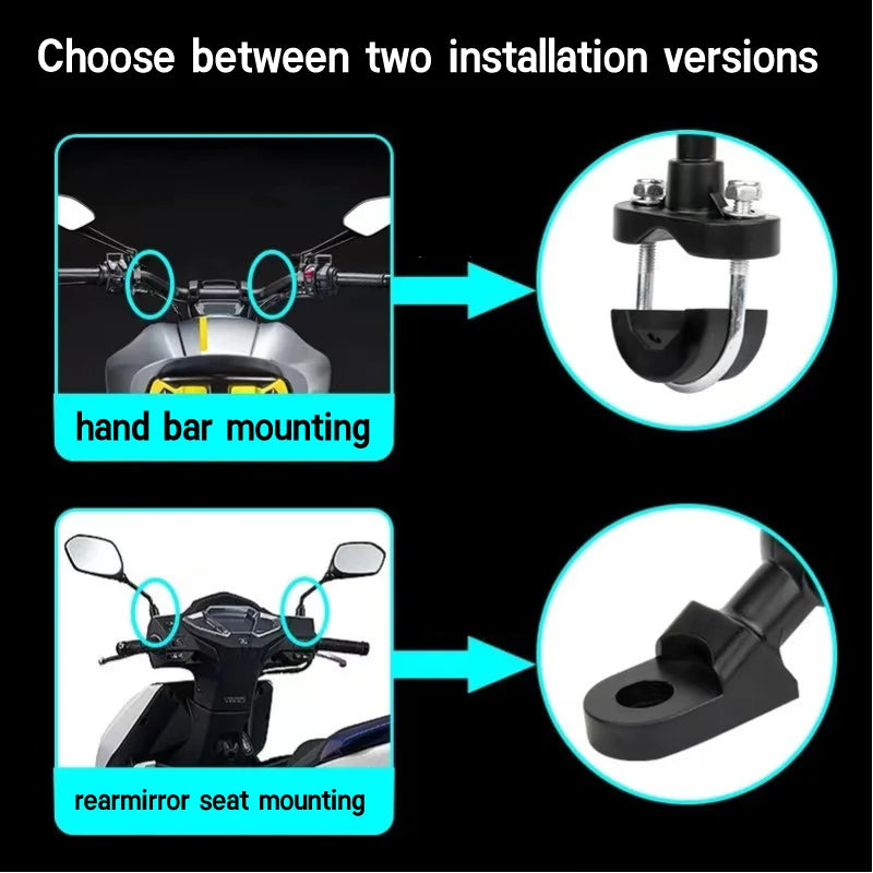 Adjustable Motorcycle Phone Holder with Shock Absorber – 360° Rotating Mobile Mount for Scooter, ATV, Bike