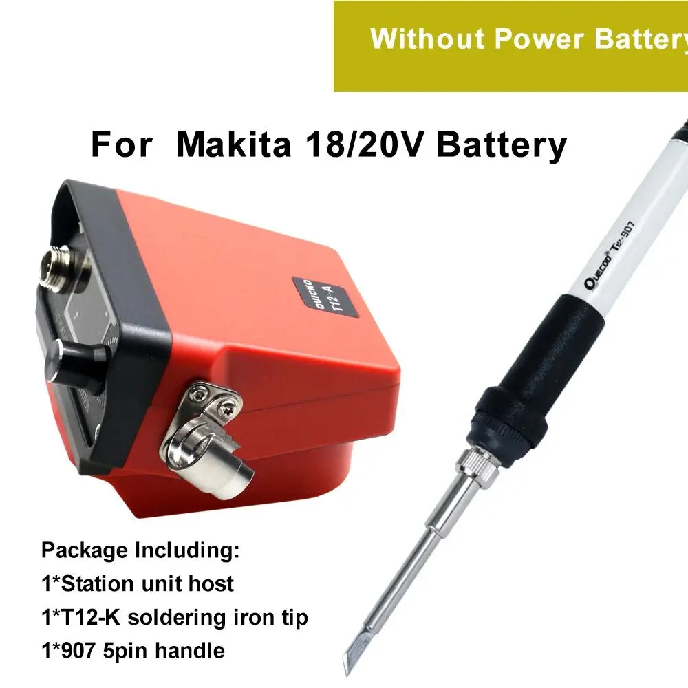 72W T12 Cordless Soldering Station – Compatible with Dewalt, Makita, Milwaukee, Worx 20V Max Li-ion Batteries, DIY Repair Tool