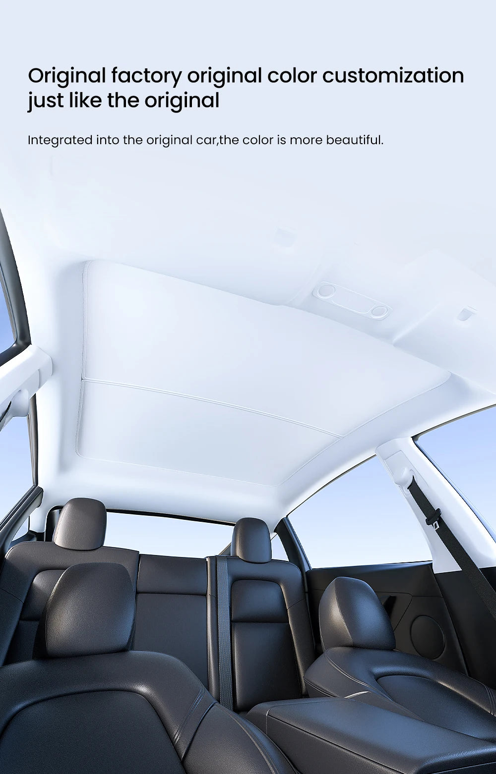 YZ Sun Visor Upgrade for Tesla Model 3 & Y Highland 2021-2024 – Ice Cloth Buckle Sunshade for Glass Roof & Skylight