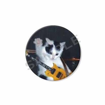50mm Tinplate Cat Meme Button Pins – Funny Round Brooch Lapel Badge for Hats, Bags & Kids Gifts