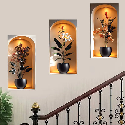 3pcs Archway Plant Wall Stickers - Peel-and-Stick Stairway, Hallway, and Entrance Wall Art Decals