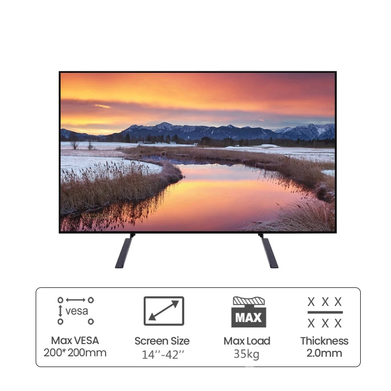 BEISHI Universal TV Stand for 14-42 Inch LCD/LED/OLED Flat & Curved Screens – Tabletop Pedestal Mount Bracket