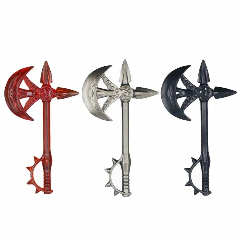 Medieval Figure Weapons Building Blocks Kit – King Sword, Lion Shield, Trident & Double-Edged Axe Battle Toy