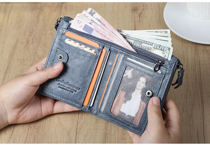 CONTACT'S Genuine Leather Short Wallet for Women — Luxury Designer Card & Coin Holder, Mini Money Clip Wallet with Free Shipping