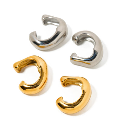 18K Gold Plated Punk Hip Hop Irregular Ear Clip – Waterproof Trendy Stainless Steel Jewelry