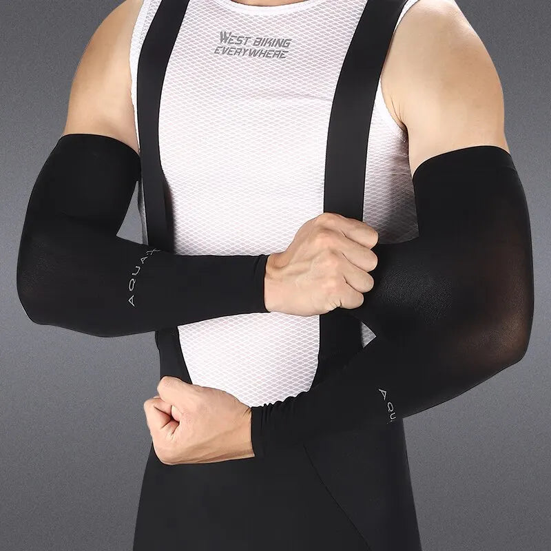 WEST BIKING Ice Silk Sports Arm Sleeves: Sun UV Protection for Cycling, Running, Gym - Cool Summer Arm Sleeves for Outdoor Travel & Fitness