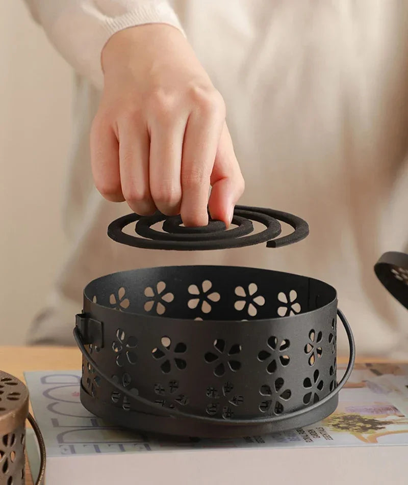 Portable Mosquito Coil Tray Holder – Sandalwood Incense Burner Box for Home Insect Repellent & Anti-Fire Safety