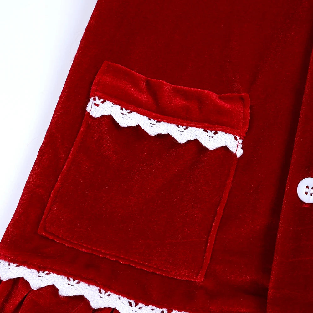 2025 Kids Christmas Pajama Set – Velvet Long Sleeve Sleepwear with Pants