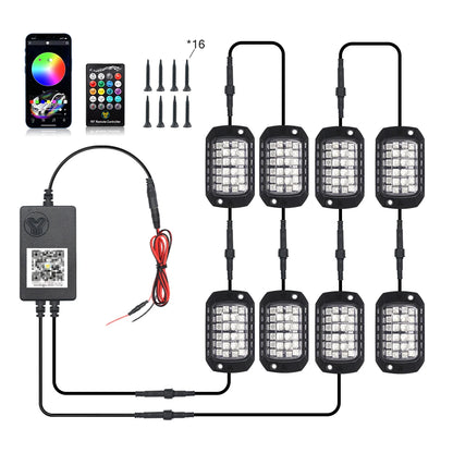 RGB 3D Lens Rock Lights – APP Remote Control LED Underglow for Offroad RZR, SUV, ATV, UTV, Jeep
