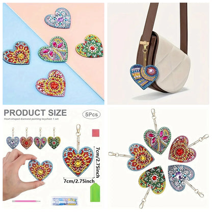6pcs DIY Diamond Art Keychain Set - Double Sided Butterfly & Heart Crystal Rhinestone Painting Kits for Adults Crafting
