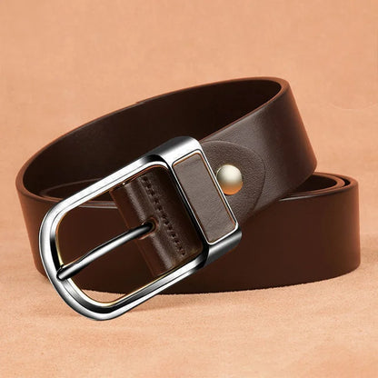 Genuine Leather Men's Belt – High-Quality Buckle, Cowskin Casual & Business Waistband, Fashion Designer 2022 New