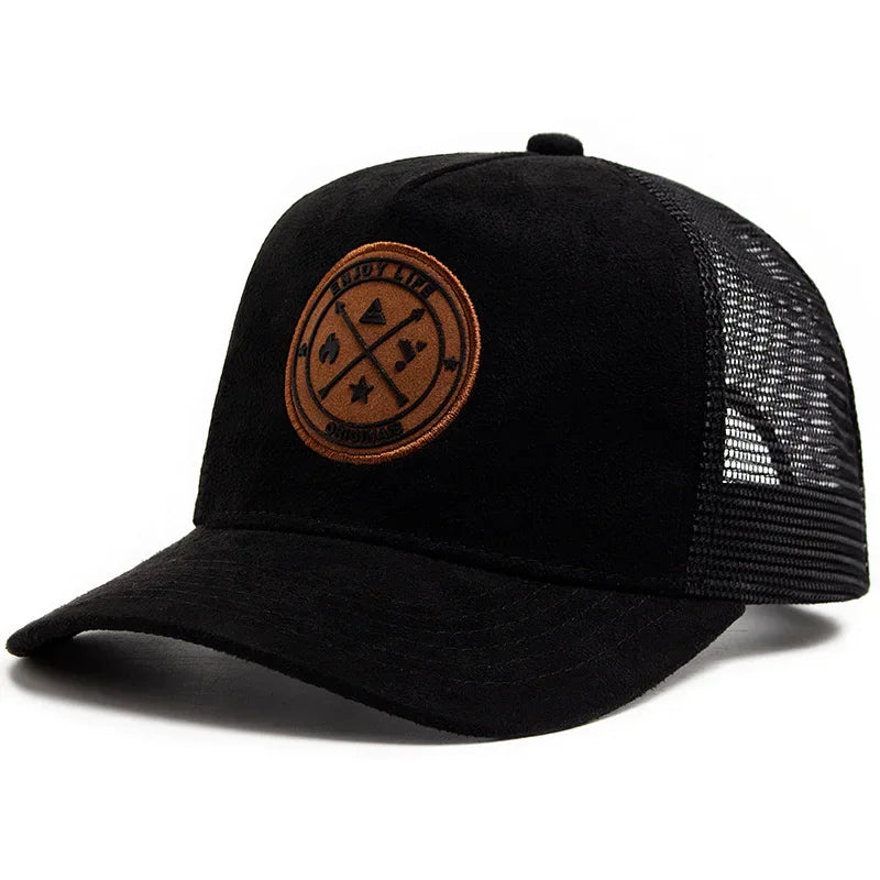 Summer Mesh Baseball Cap – Unisex Snapback Hat with Letter Icon, Breathable Casual Trucker Dad Hat for Men & Women