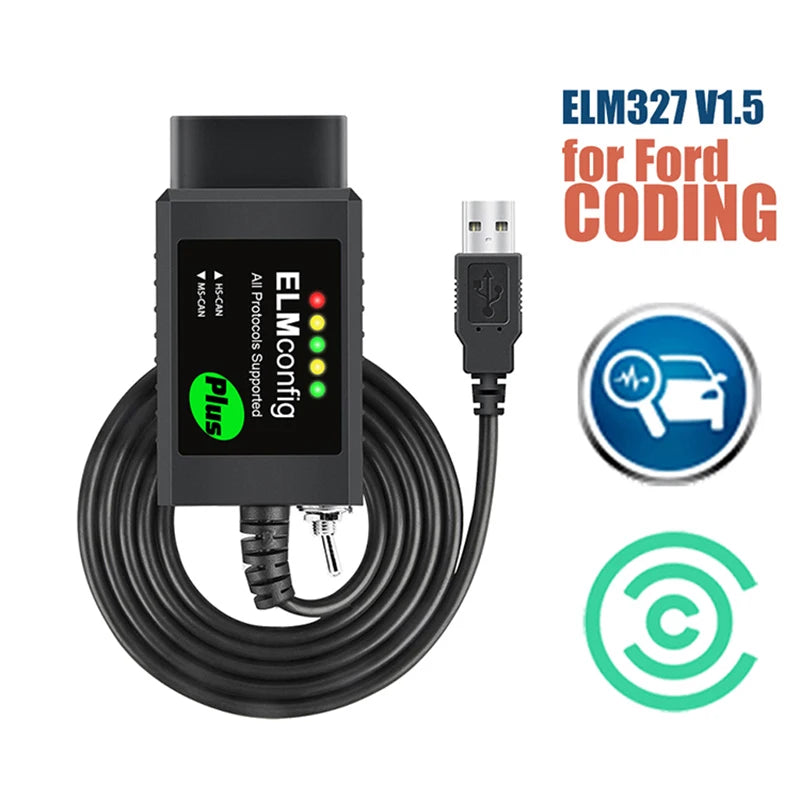 FORScan ELM327 USB OBD2 Scanner - HS CAN & MS CAN Diagnostic Tool for Ford Vehicles
