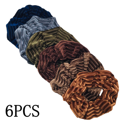 10/6/1Pcs Velvet Hair Scrunchies Set for Women – Solid Color Elastic Ponytail Hair Bands & Headband Accessories (Black Pack)