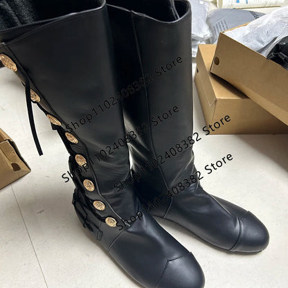 Medieval Steampunk PU Leather Boots – Retro Viking Pirate & Knight Cosplay Shoes for Men & Women, Carnival Party