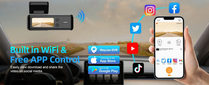 Aprilboy 4K WiFi Dash Cam 2160P – Dual Lens Front & Rear Car DVR, Night Vision, G-Sensor, 24H Parking Monitor