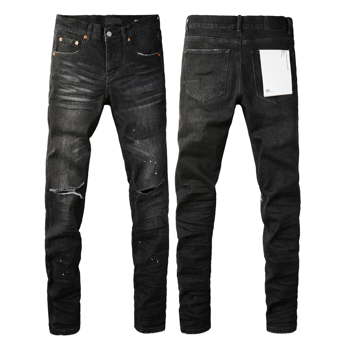 2025 Men’s High Street Ripped Skinny Jeans — Low Rise Blue Distressed Denim Fashion Repair Trousers 9003