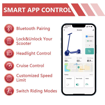 LADPED 350W Electric Scooter - 19MPH Folding Smart E-Scooter with App Control, 8.5-Inch Anti-Skid Tires & Shock Absorption