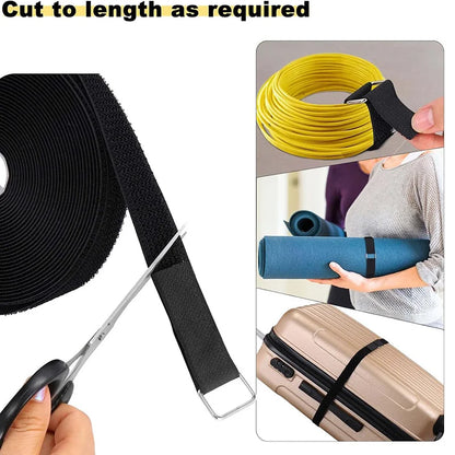 5M Hook & Loop Cable Straps with 20 Buckles – Adjustable Cut-to-Length Nylon Cinch Straps for Cable Organization