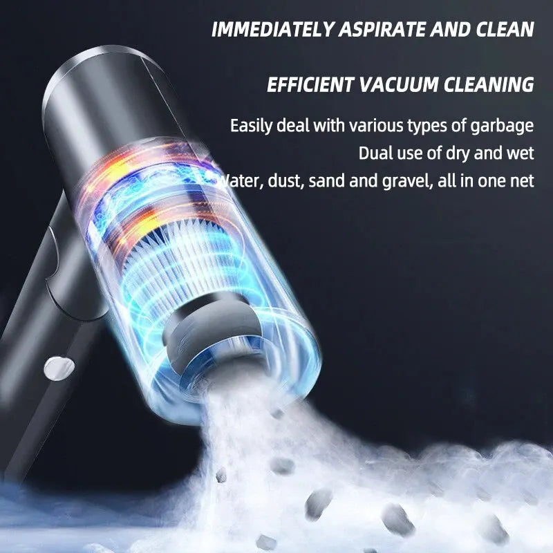 Wireless 120W High Power Vacuum Cleaner - Dual-Use for Home & Car, 1PC, Powerful & Portable, Black