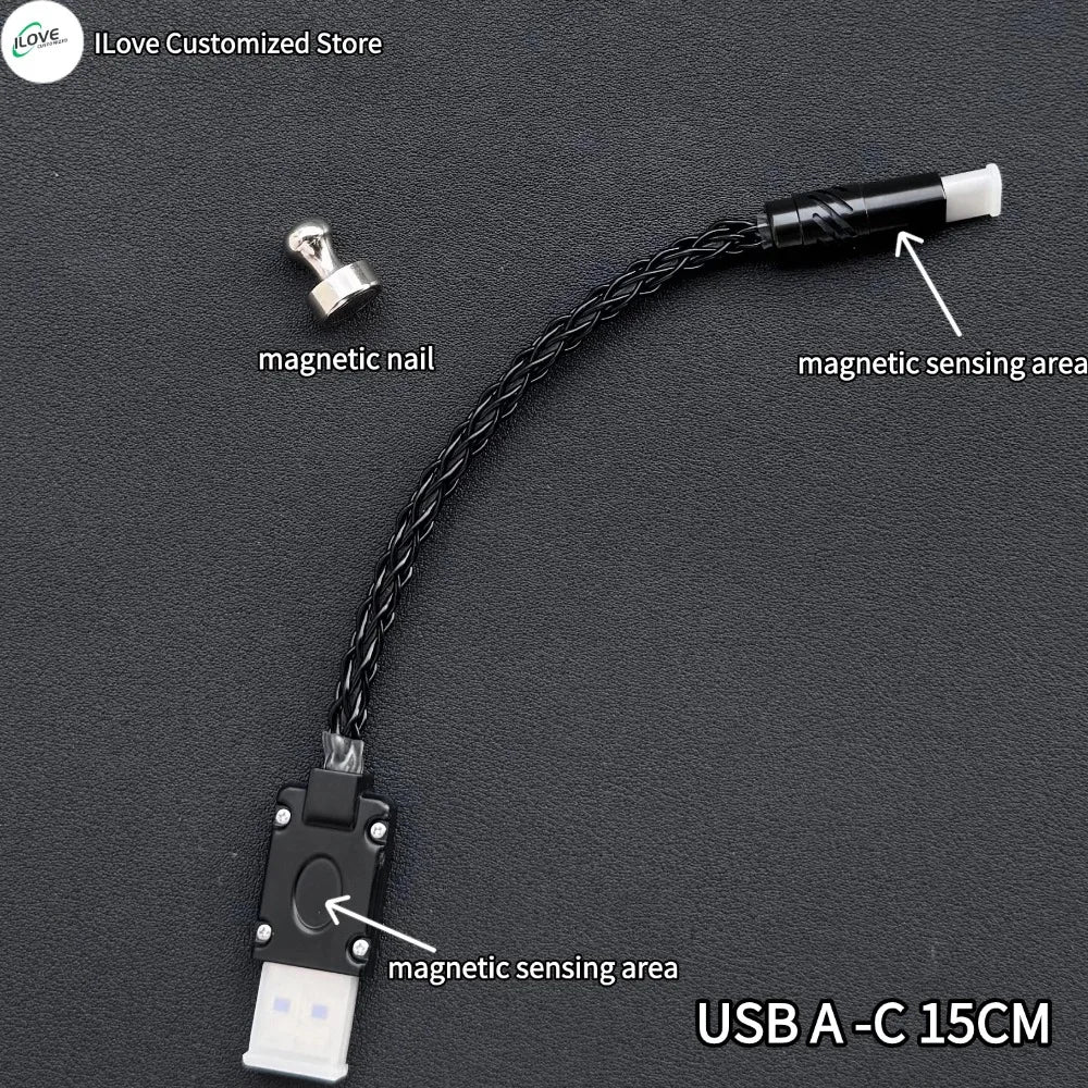 8K Gaming Keyboard USB-C Cable – Single-Crystal Copper Magnetic LED Cable for Esports Hubs and HMLAB Hubs