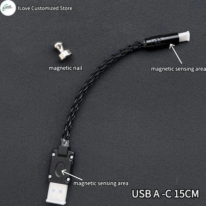 8K Gaming Keyboard USB-C Cable – Single-Crystal Copper Magnetic LED Cable for Esports Hubs and HMLAB Hubs