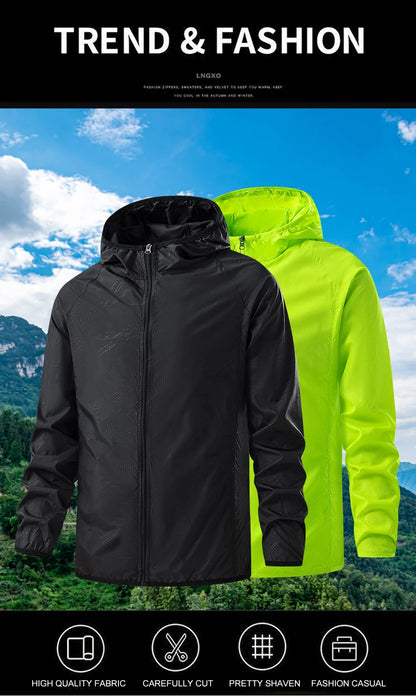 LNGXO Waterproof Hiking Jackets – Sun Protection, Windbreaker, Camping & Climbing Rain Coat, Unisex Portable Outdoor Wear