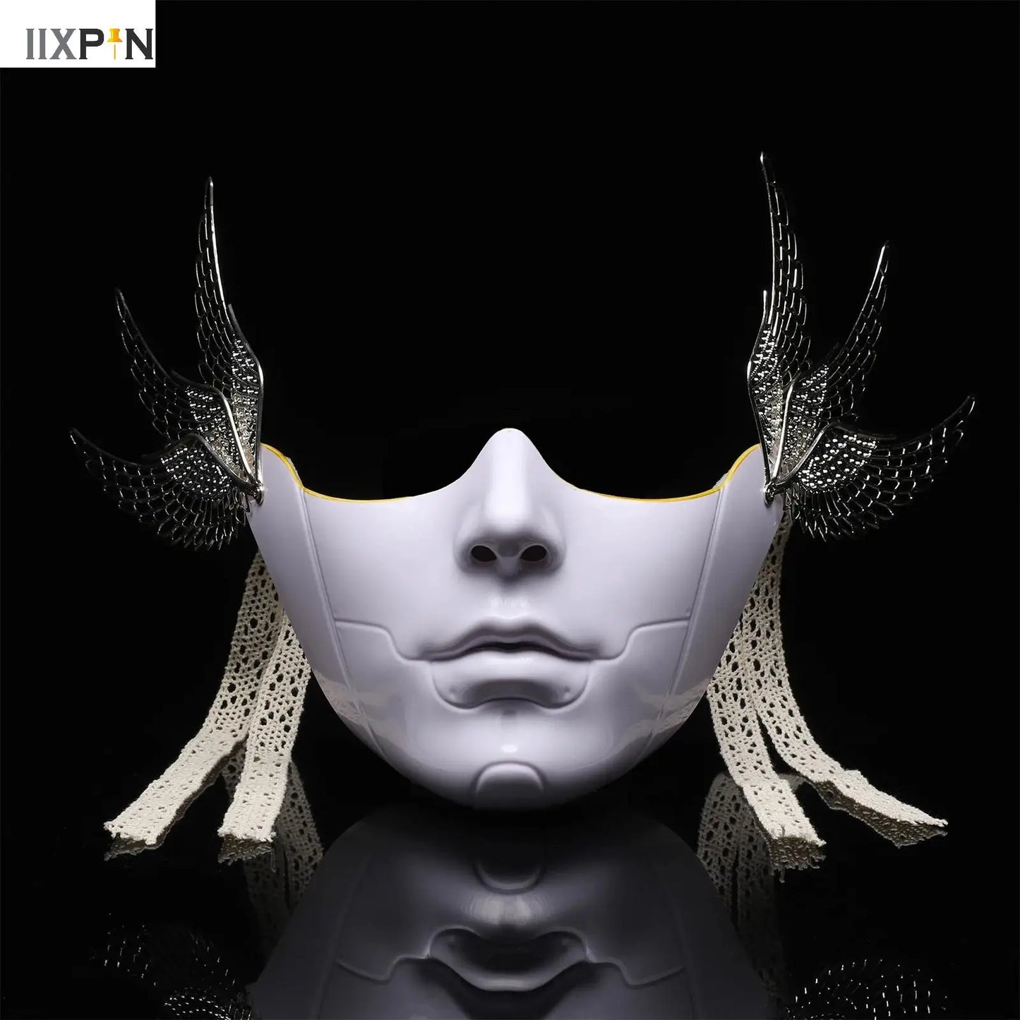 Cyberpunk Mechanical Half Face Mask — Technological Wings Mask for Men & Women, Halloween, Carnival, Dress-Up Props
