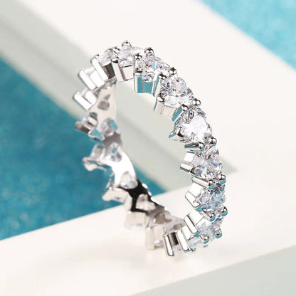 925 Sterling Silver Eternity Band Ring - CZ Diamond Promise Engagement Wedding Jewelry for Women & Men