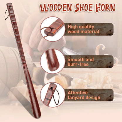 54cm Professional Wooden Shoe Horn – Durable Long Handle Shoehorn, Flexible Shoe Lifter for Seniors, Home Tool
