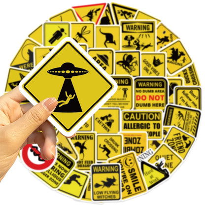 50PCS Funny Warning Sign Stickers - Waterproof Graffiti Decals for Laptops, Phones, Luggage and More