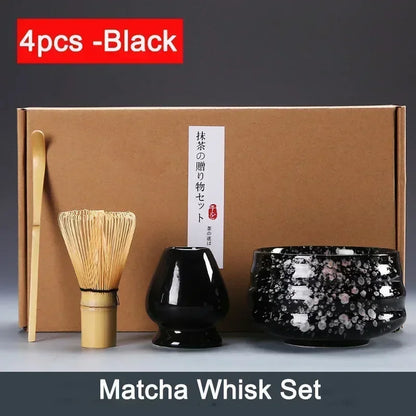 4/6Pcs Bamboo Matcha Tea Whisk Set – Scoop, Brush, Strainer & Bowl for Japanese Tea Ceremony