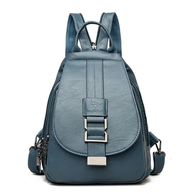 Multifunctional Women's Leather Backpack - Casual Style for Teen Girls, School and Travel Bagpack, Ladies' Chest Bag Sac