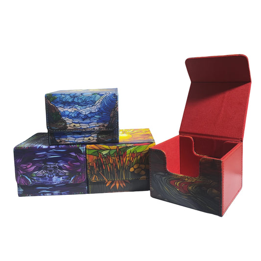PU Leather Card Storage Box - 140+ Card Deck Holder Case for Game Card Collection & Organization