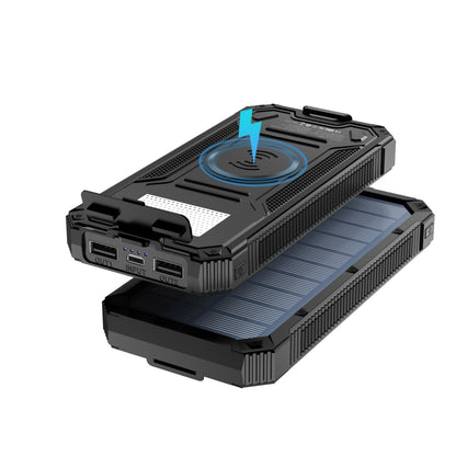 20,000mAh Solar Power Bank - Portable Wireless Charger with USB-C Input/Output & Camping Flashlight