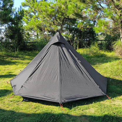 Camping Hot Tent with Chimney Window - Ultralight Tipi Teepee Pyramid, Double Layer Bushcraft Tent for 1 Person