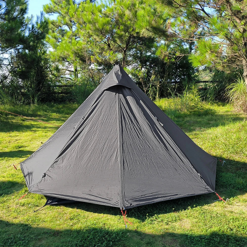 Camping Hot Tent with Chimney Window – Ultralight Tipi Teepee Pyramid Tent, Double Layer Bushcraft Shelter for 1 Person