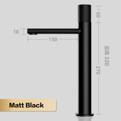 Brass Black Bathroom Faucet – High-End Hot & Cold Round Hand Washing Faucet for Toilet & Hotel